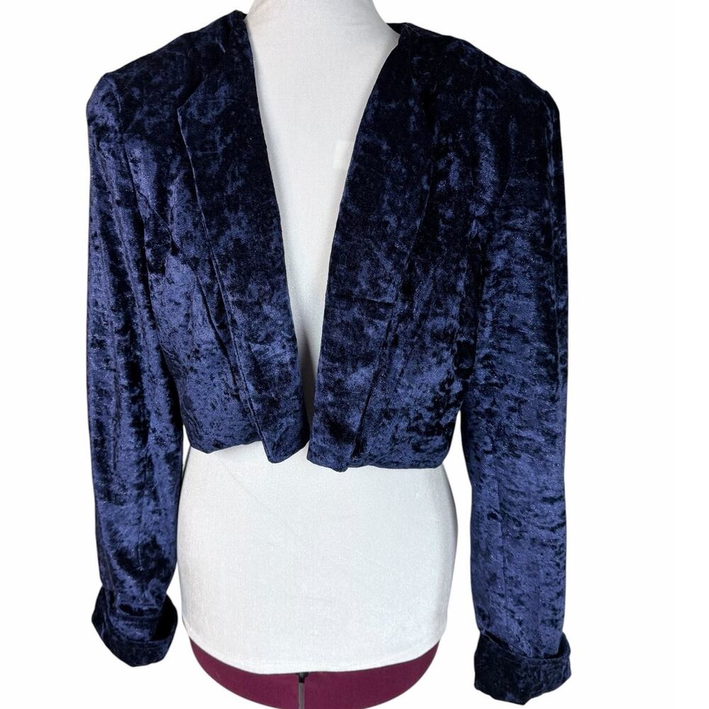 Vintage GLORIA D. PARRISH Royal Blue Shimmer Velvet Cardigan - Padded Shoulders